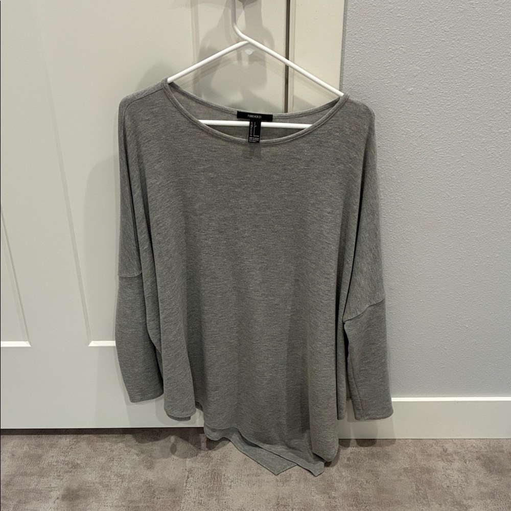 Forever 21 Heather Gray Relaxed Scoop Neck Tunic